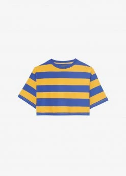 The Frankie Shop CLOTHING Karina Cropped T-Shirt - Deep Blue/Mustard