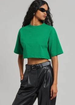 The Frankie Shop Karina Cropped T-Shirt - Green