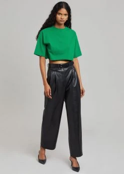 The Frankie Shop Karina Cropped T-Shirt - Green