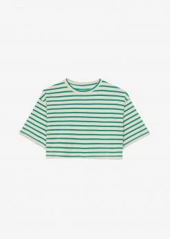 The Frankie Shop Karina Cropped T-Shirt - Green/Beige