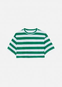 The Frankie Shop CLOTHING Karina Cropped T-Shirt - Green/White 7 The Frankie Shop CLOTHING Karina Cropped T-Shirt - Green/White
