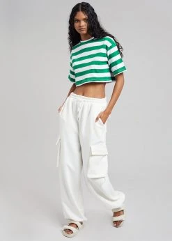 The Frankie Shop CLOTHING Karina Cropped T-Shirt - Green/White