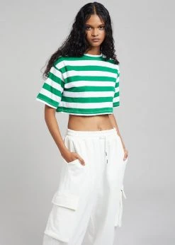 The Frankie Shop CLOTHING Karina Cropped T-Shirt - Green/White