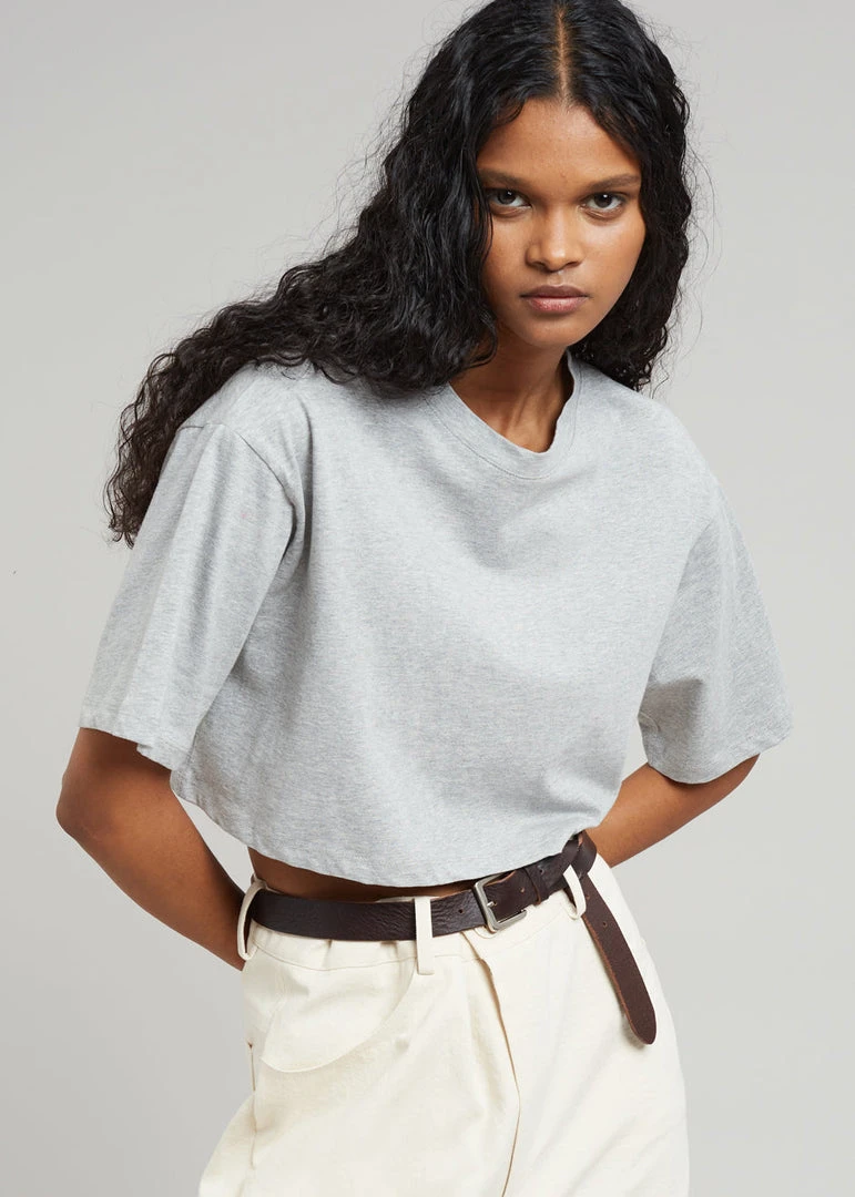 The Frankie Shop CLOTHING Karina Cropped T-Shirt - Heather Grey 5 The Frankie Shop CLOTHING Karina Cropped T-Shirt - Heather Grey