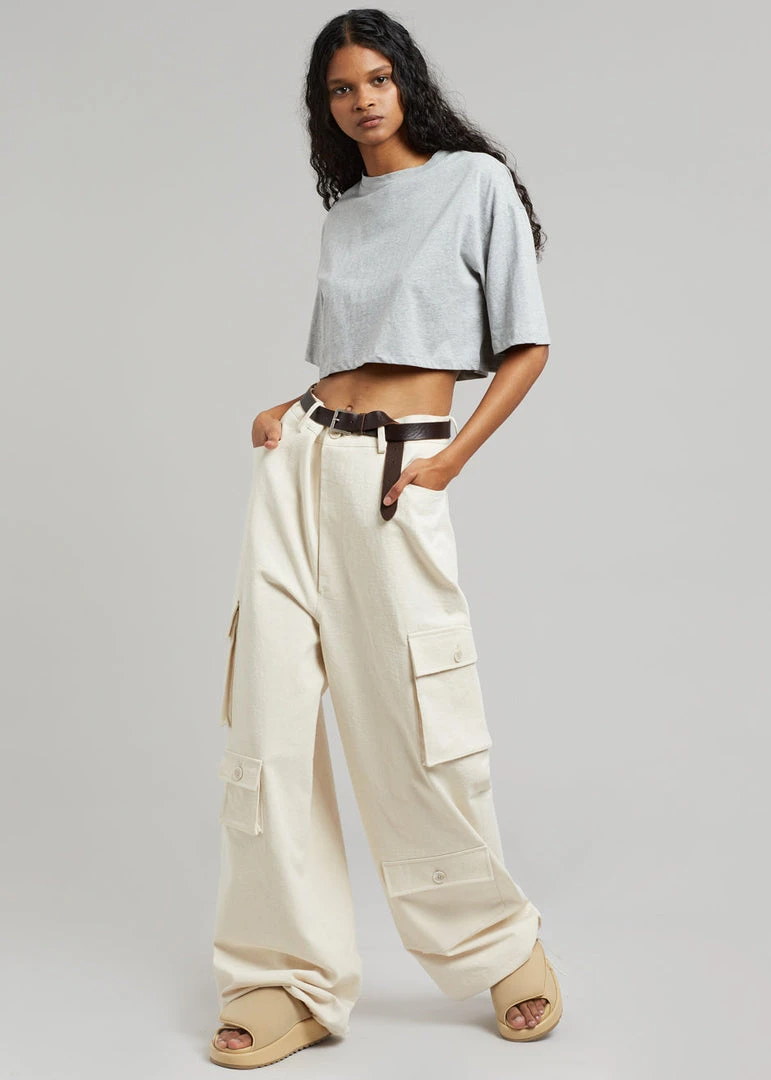 The Frankie Shop CLOTHING Karina Cropped T-Shirt - Heather Grey 1 The Frankie Shop CLOTHING Karina Cropped T-Shirt - Heather Grey