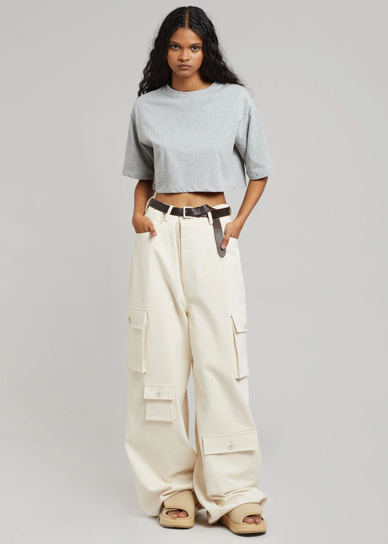 The Frankie Shop CLOTHING Karina Cropped T-Shirt - Heather Grey 3 The Frankie Shop CLOTHING Karina Cropped T-Shirt - Heather Grey