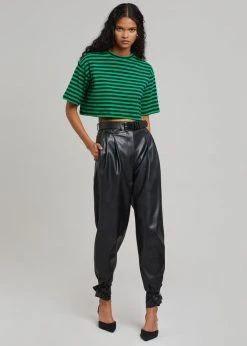 The Frankie Shop CLOTHING Karina Cropped T-Shirt - Kelly Green/Navy