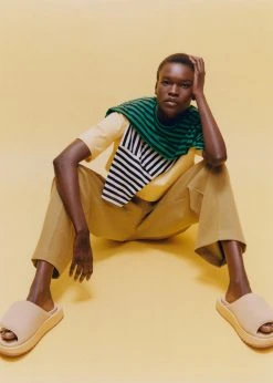 The Frankie Shop CLOTHING Karina Cropped T-Shirt - Kelly Green/Navy