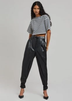 The Frankie Shop CLOTHING Karina Cropped T-Shirt - Navy/Off White