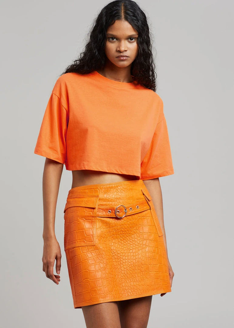 The Frankie Shop Karina Cropped T-Shirt - Orange CLOTHING 2 The Frankie Shop Karina Cropped T-Shirt - Orange CLOTHING
