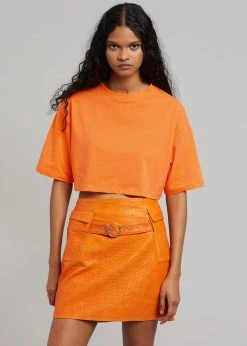 The Frankie Shop Karina Cropped T-Shirt - Orange CLOTHING 8 The Frankie Shop Karina Cropped T-Shirt - Orange CLOTHING