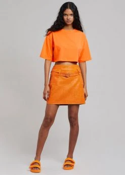 The Frankie Shop Karina Cropped T-Shirt - Orange CLOTHING