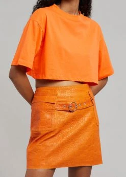 The Frankie Shop Karina Cropped T-Shirt - Orange CLOTHING 10 The Frankie Shop Karina Cropped T-Shirt - Orange CLOTHING