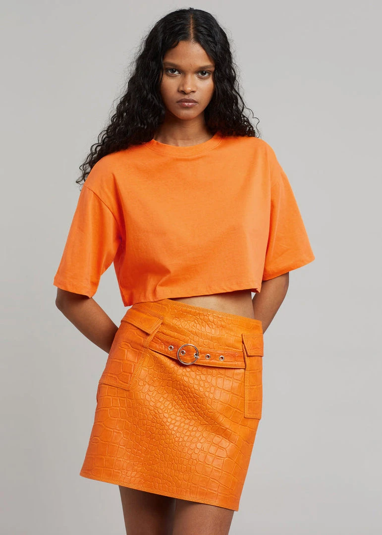 The Frankie Shop Karina Cropped T-Shirt - Orange CLOTHING 4 The Frankie Shop Karina Cropped T-Shirt - Orange CLOTHING