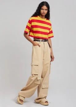 The Frankie Shop Karina Cropped T-Shirt - Red/Mustard CLOTHING