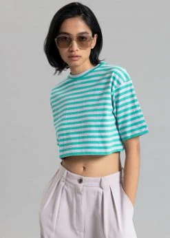 The Frankie Shop CLOTHING Karina Cropped T-Shirt - Sea Green/Lilac