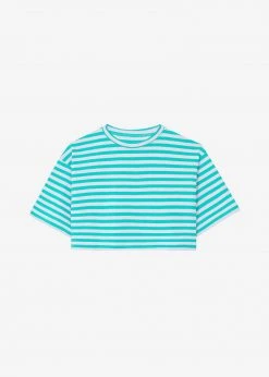 The Frankie Shop CLOTHING Karina Cropped T-Shirt - Sea Green/Lilac