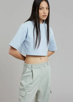 The Frankie Shop Karina Cropped T-Shirt - Sky