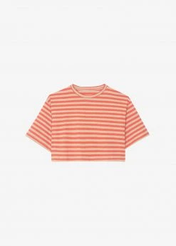 The Frankie Shop Karina Cropped T-Shirt - Tangerine/Camel CLOTHING