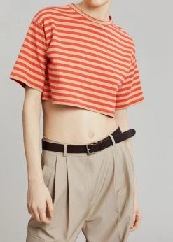 The Frankie Shop Karina Cropped T-Shirt - Tangerine/Camel CLOTHING