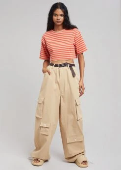 The Frankie Shop Karina Cropped T-Shirt - Tangerine/Camel CLOTHING