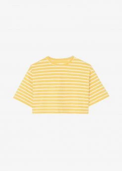The Frankie Shop Karina Cropped T-Shirt - Yellow Gold/Off White