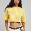 The Frankie Shop Karina Cropped T-Shirt - Yellow Gold/Off White