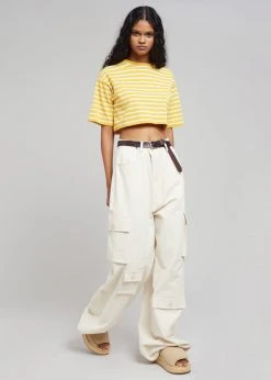 The Frankie Shop Karina Cropped T-Shirt - Yellow Gold/Off White