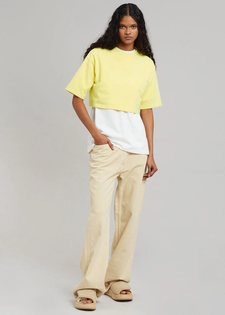 The Frankie Shop CLOTHING Karina Cropped T-Shirt - Yellow 1 The Frankie Shop CLOTHING Karina Cropped T-Shirt - Yellow