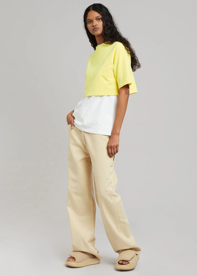 The Frankie Shop CLOTHING Karina Cropped T-Shirt - Yellow 3 The Frankie Shop CLOTHING Karina Cropped T-Shirt - Yellow