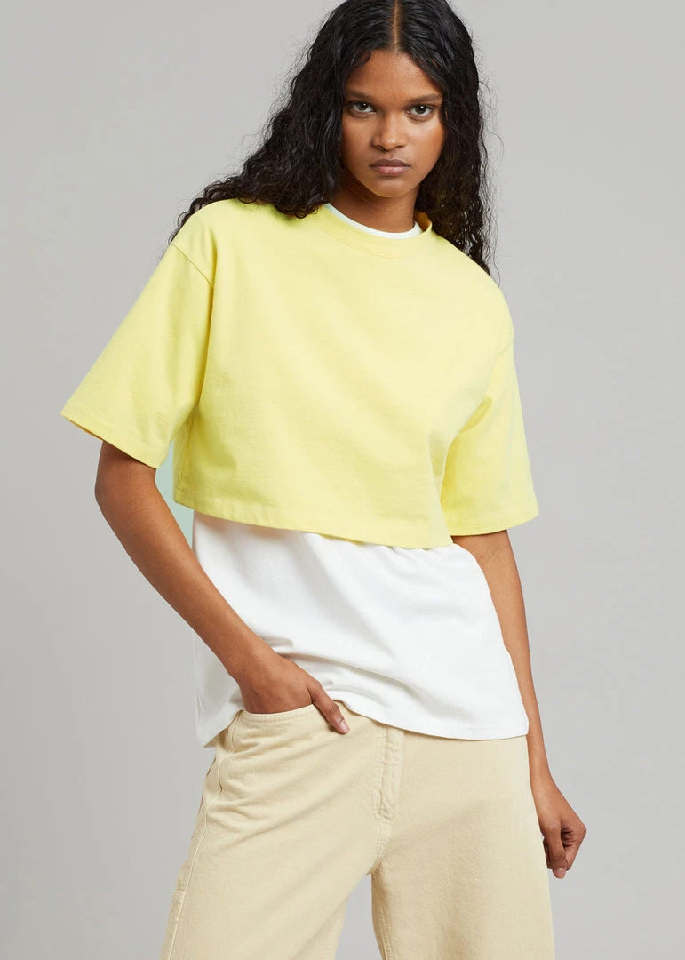 The Frankie Shop CLOTHING Karina Cropped T-Shirt - Yellow 2 The Frankie Shop CLOTHING Karina Cropped T-Shirt - Yellow