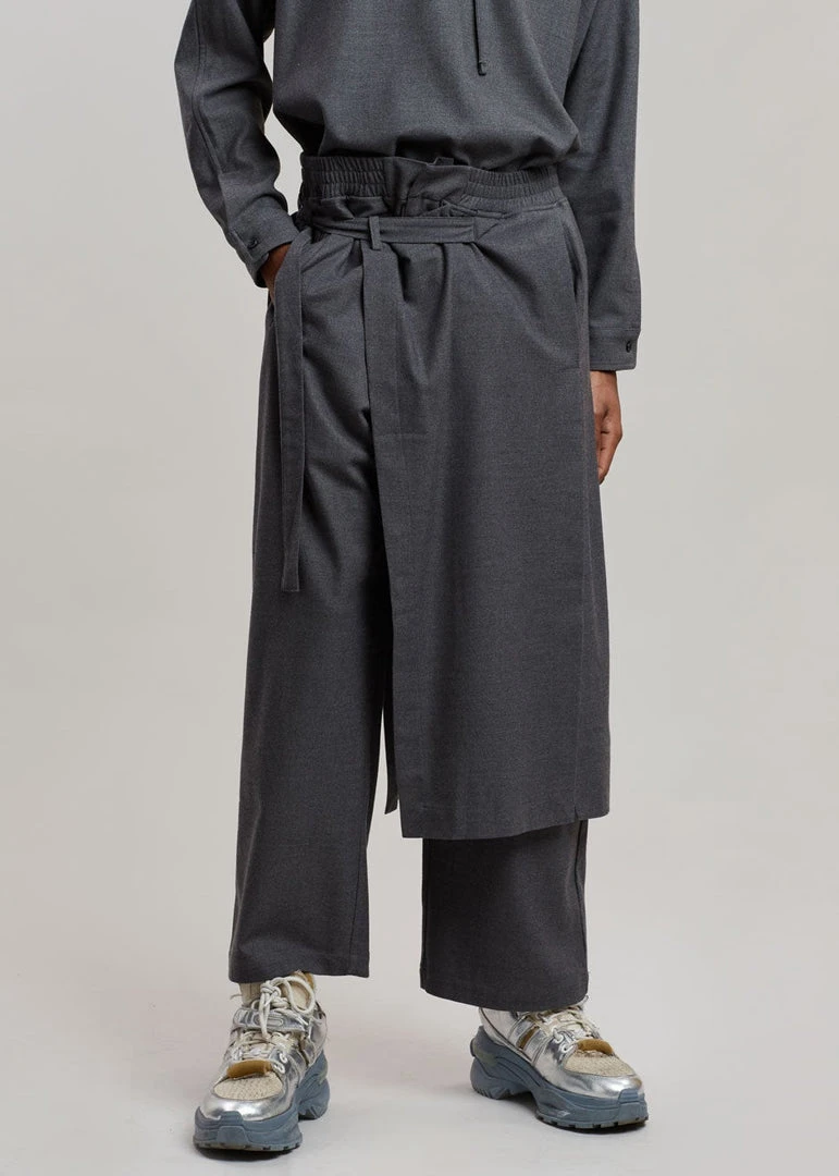 The Frankie Shop Men Keanu Wrap Pants - Charcoal 2 The Frankie Shop Men Keanu Wrap Pants - Charcoal
