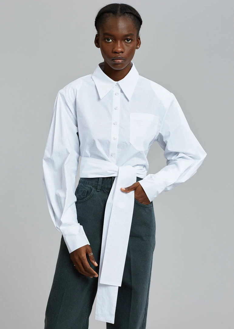 The Frankie Shop Kepa Padded Cropped Shirt - White 4 The Frankie Shop Kepa Padded Cropped Shirt - White