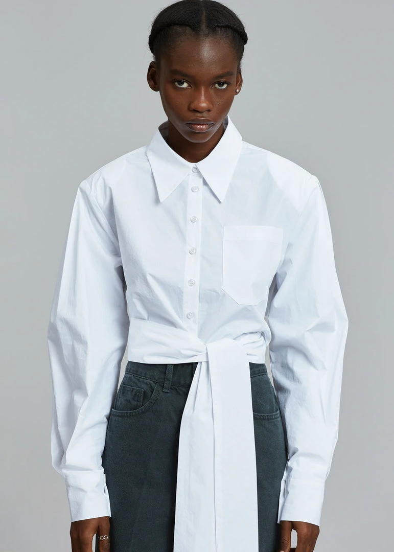 The Frankie Shop Kepa Padded Cropped Shirt - White 8 The Frankie Shop Kepa Padded Cropped Shirt - White