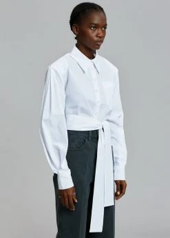 The Frankie Shop Kepa Padded Cropped Shirt - White 16 The Frankie Shop Kepa Padded Cropped Shirt - White