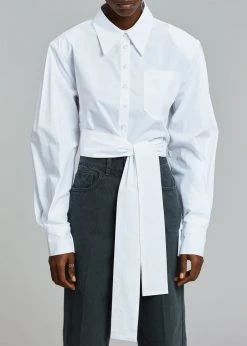 The Frankie Shop Kepa Padded Cropped Shirt - White 13 The Frankie Shop Kepa Padded Cropped Shirt - White