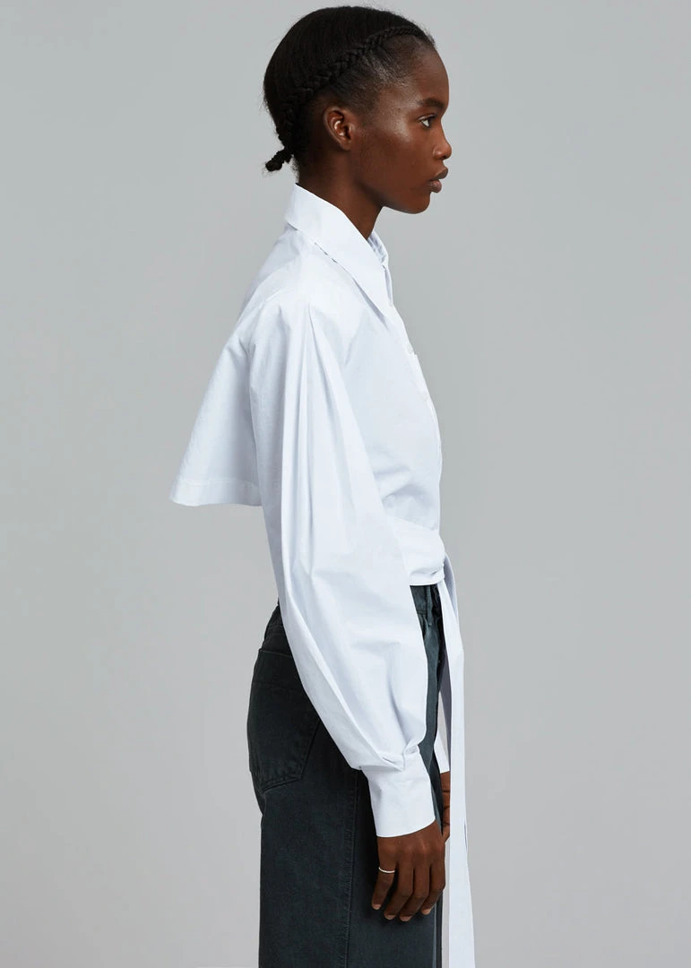 The Frankie Shop Kepa Padded Cropped Shirt - White 9 The Frankie Shop Kepa Padded Cropped Shirt - White