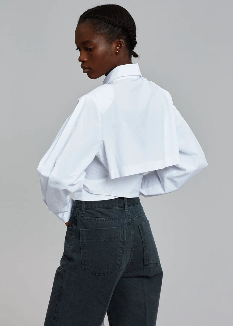 The Frankie Shop Kepa Padded Cropped Shirt - White 2 The Frankie Shop Kepa Padded Cropped Shirt - White