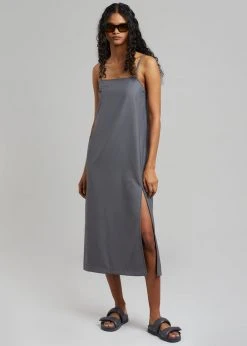 The Frankie Shop Kivi Thin Strap Dress - Dark Grey CLOTHING