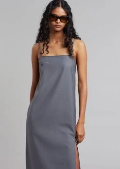 The Frankie Shop Kivi Thin Strap Dress - Dark Grey CLOTHING