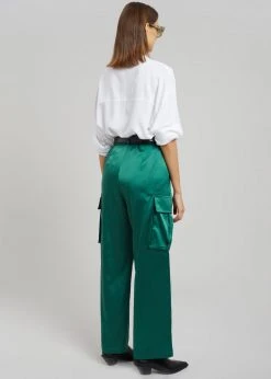 The Frankie Shop Lauren Silky Cargo Pants - Green CLOTHING 12 The Frankie Shop Lauren Silky Cargo Pants - Green CLOTHING