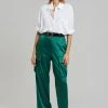 The Frankie Shop Lauren Silky Cargo Pants - Green CLOTHING