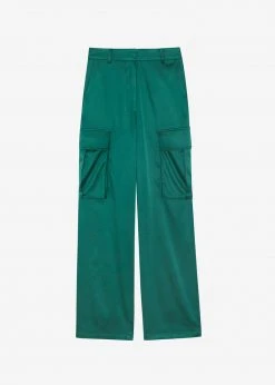 The Frankie Shop Lauren Silky Cargo Pants - Green CLOTHING 13 The Frankie Shop Lauren Silky Cargo Pants - Green CLOTHING