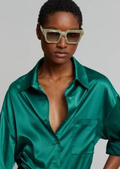 The Frankie Shop CLOTHING Lauren Silky Shirt - Green