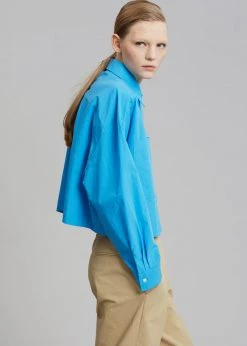 The Frankie Shop CLOTHING Lawan Cropped Shirt - Ocean