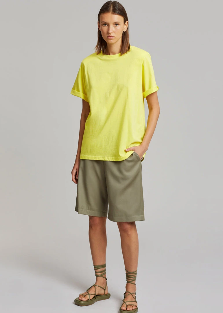 The Frankie Shop CLOTHING Lena Padded Shoulder Tee - Blazing Yellow 1 The Frankie Shop CLOTHING Lena Padded Shoulder Tee - Blazing Yellow