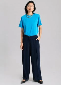 The Frankie Shop Lena Padded Shoulder Tee - Cobalt CLOTHING