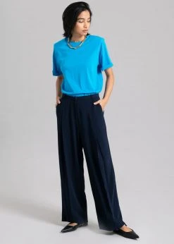 The Frankie Shop Lena Padded Shoulder Tee - Cobalt CLOTHING