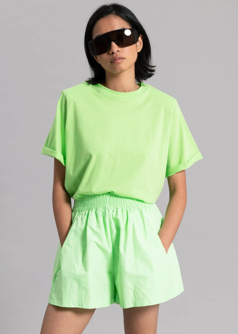 The Frankie Shop Lena Padded Shoulder Tee - Lime 4 The Frankie Shop Lena Padded Shoulder Tee - Lime