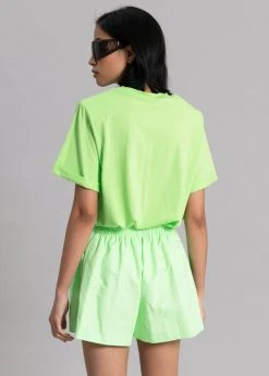 The Frankie Shop Lena Padded Shoulder Tee - Lime 12 The Frankie Shop Lena Padded Shoulder Tee - Lime